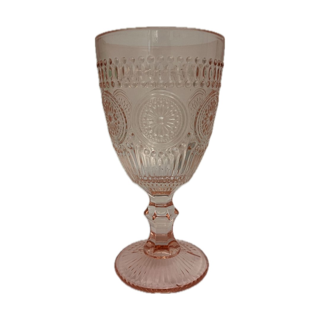 Floral Textured Glass Water Goblet - HER Home Design Boutique